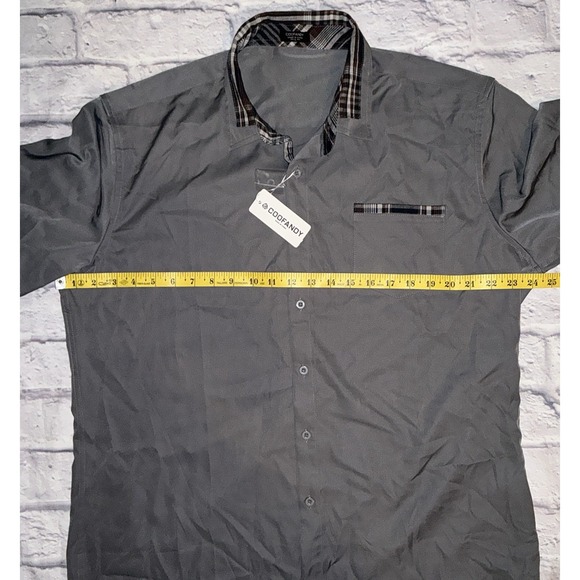 *NWT* COOFANDY Mens Button Down Casual Gray Short Sleeve Shirt Size Large - Picture 8 of 8